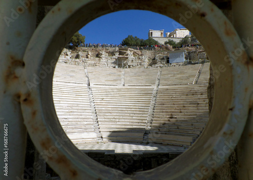 The Acropolis as seen from the Entrance of Odeon of Herodes Atticus, Athens, Greece 