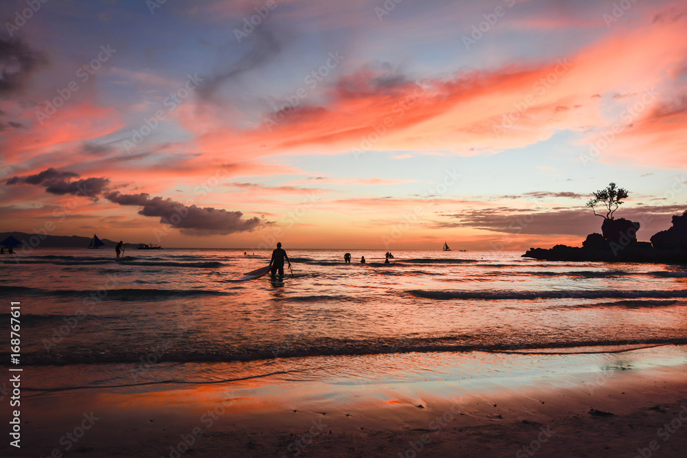 Obraz premium Tropical beach of the Philippines in Asia on the island of Boracay