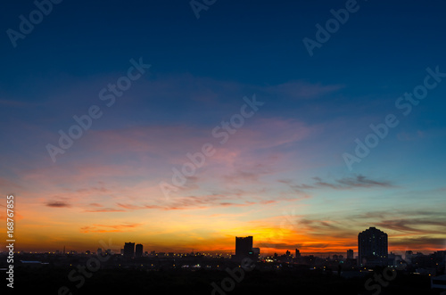 Amazing sunset skyscape with silhouette city town with copy space, Bangkok, Thailand © GypsyGraphy