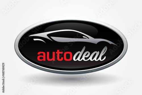 Automobile dealer concept logo design with sports car vehicle silhouette badge. Vector illustration.