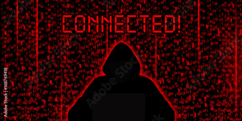 Slika na platnu Conceptual image of hacker. Connected background & wallpaper
