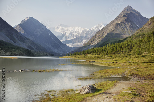 Lake Akkem and Beluha Mountain. Altai. Russia