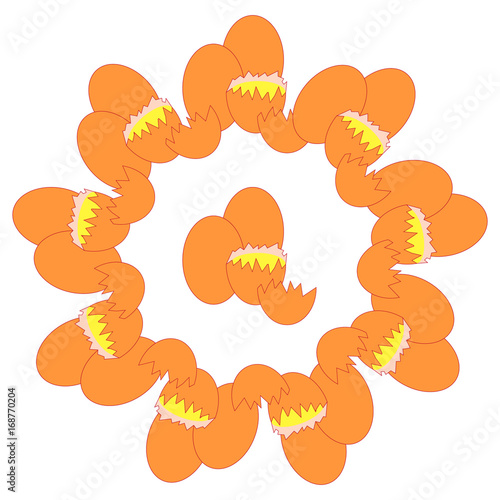 Eggs with egg yolk on white background. Vector illustration.