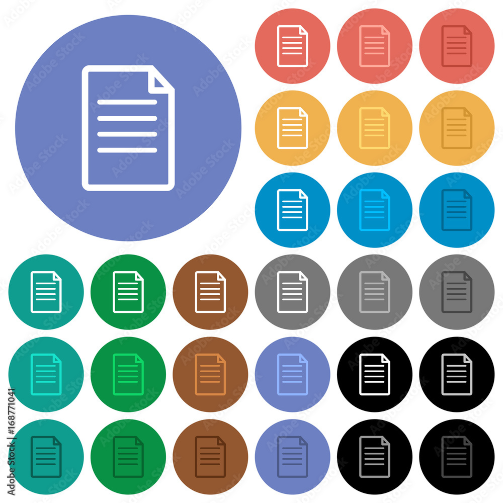 Single Document round flat multi colored icons Single Document round flat multi colored icons