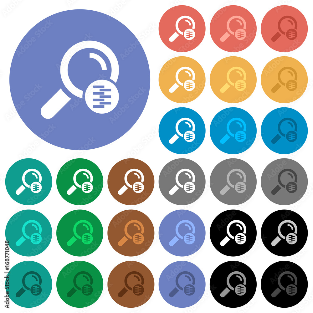 Search in compressed files round flat multi colored icons Search in compressed files round flat multi colored icons