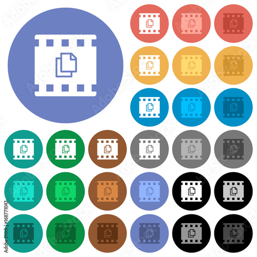 Copy movie round flat multi colored icons