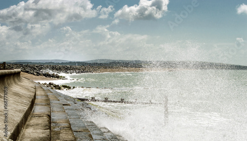 Waves crash at Milford on Sea, Hampshire UK © Rick
