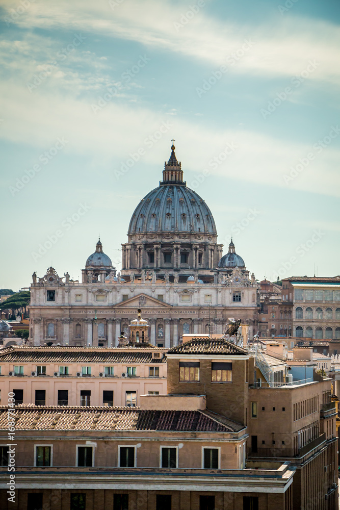 View of St Peter's basilica and Vatican from the castle in Rome 4