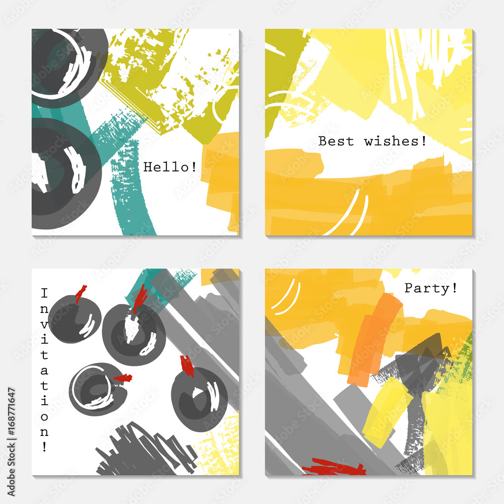 Obraz premium Gray plums on white with yellow strokes