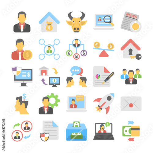 Banking and Finance Flat Colored Icons 8