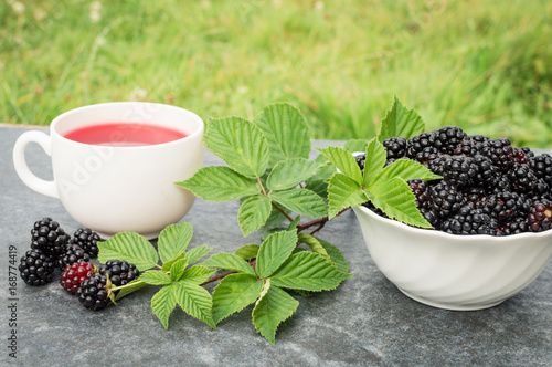 Cup of tea and blackberry