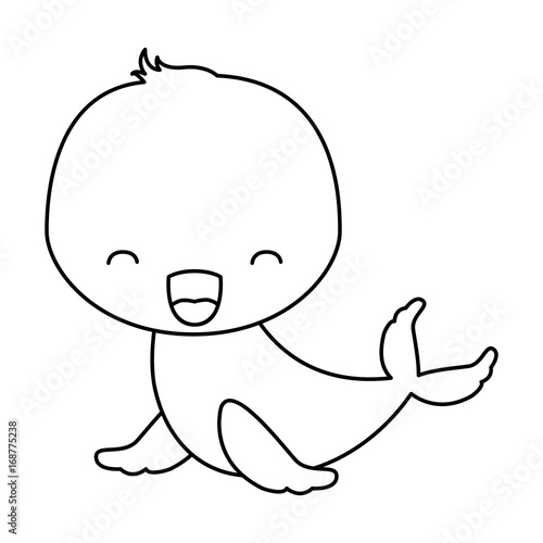 sketch silhouette of kawaii caricature cute seal aquatic animal