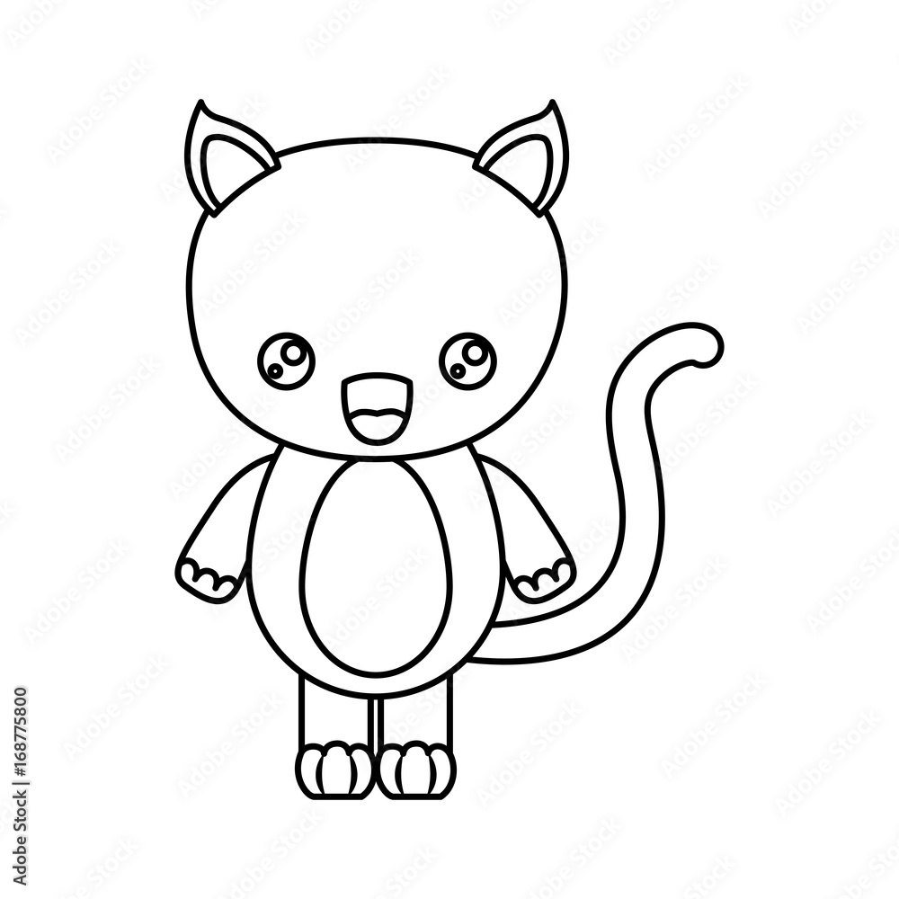 sketch silhouette of kawaii caricature cute surprised expression of cat animal sketch silhouette of kawaii caricature cute surprised expression of cat animal