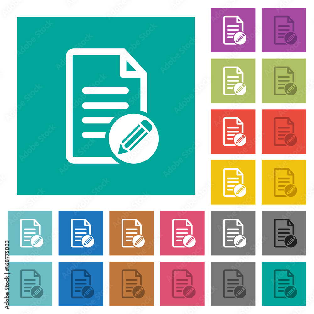Edit document square flat multi colored icons Edit document square flat multi colored icons