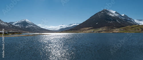 Panorama of beautiful Olafsfjaroarvatn in North Iceland photo