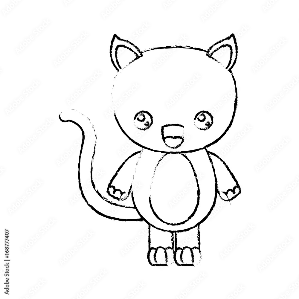 blurred silhouette of kawaii caricature cute surprised expression of cat animal blurred silhouette of kawaii caricature cute surprised expression of cat animal