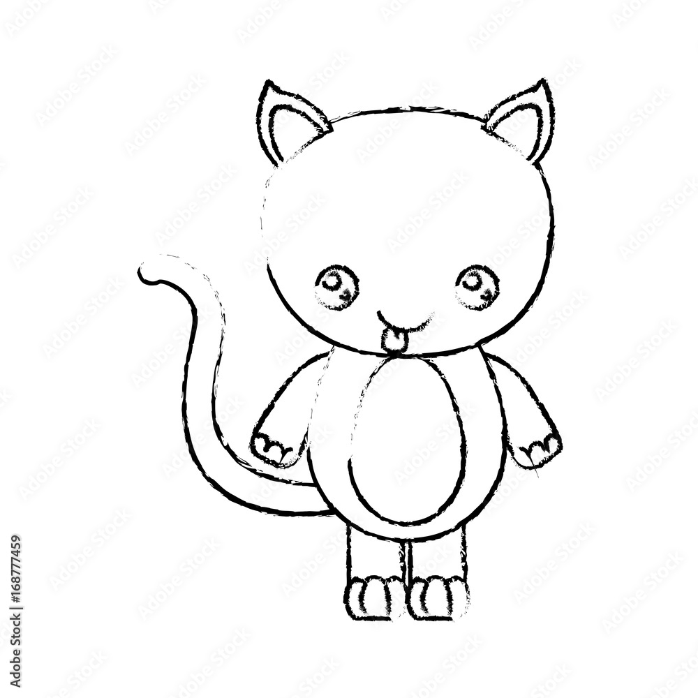 blurred silhouette of kawaii caricature cute expression and tongue out of cat animal blurred silhouette of kawaii caricature cute expression and tongue out of cat animal