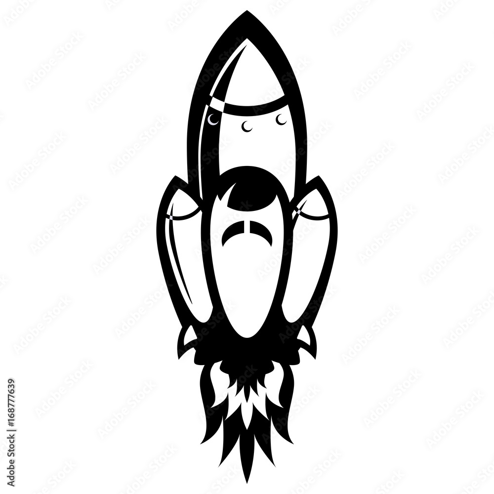 Black and white picture of an upcoming rocket Black and white picture of an upcoming rocket