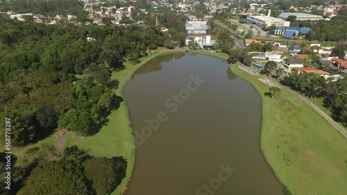 Aerial view public park in Curitiba, Parana, Brazil. Tingui Park. July, 2017.  photo