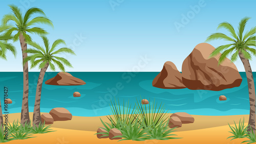 Palm beach vector landscape  background © Amarylle