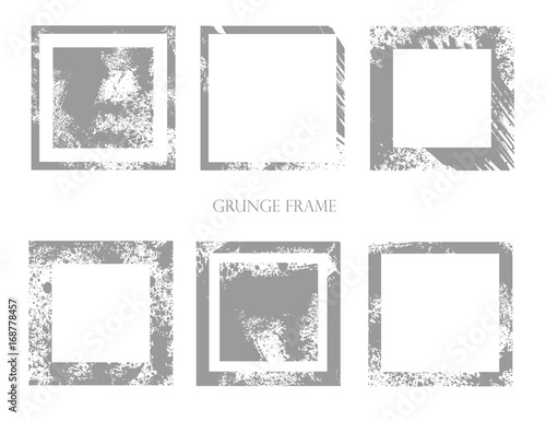 Set of decorative frames in grunge style, vector isolated objects