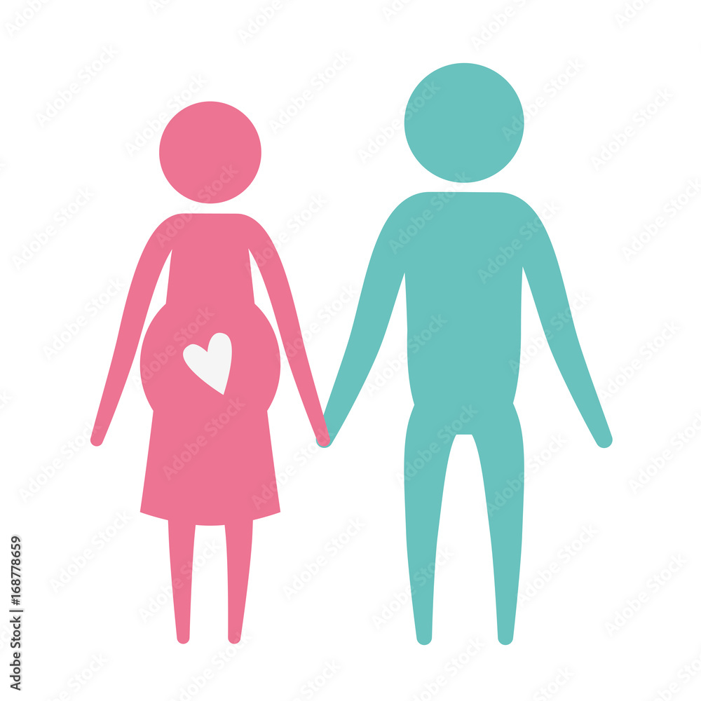 custom made wallpaper toronto digitalcolor silhouette pictogram woman pregnancy and man holding hands