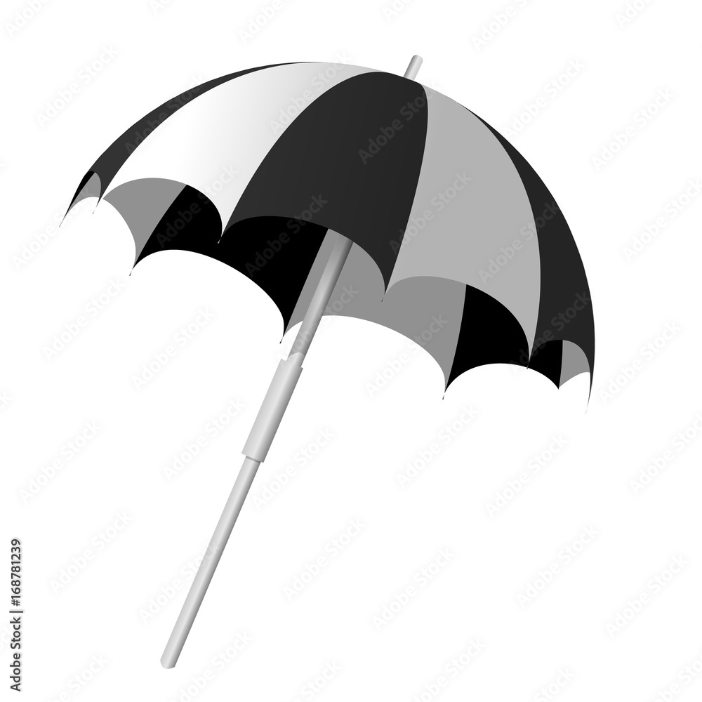 Vector illustration of a beach black and white umbrella on a ...
