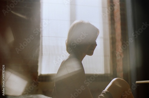 Silhouette of a woman in the morning light