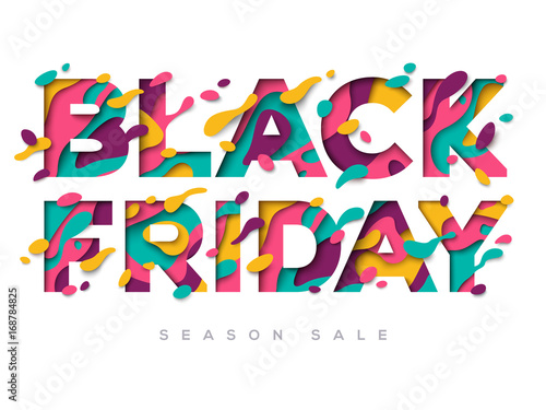 Black Friday Sale Poster with paper cut shapes