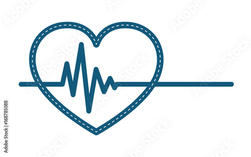 Heart with heartbeat sign. Vector illustration.