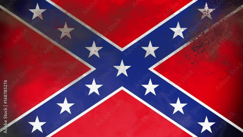 Closeup Grunge Confederate Flag with Blood and Smoke Waving in the Wind - 4K Animation
Closeup Grunge Confederate Flag with Blood and Smoke Waving in the Wind - 4K Animation