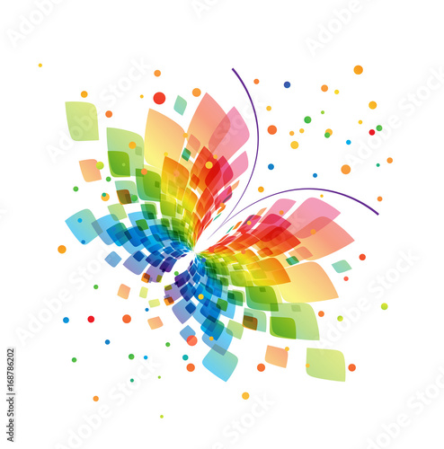 Splash butterfly on white background
