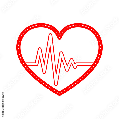 Heart with heartbeat sign. Vector illustration.