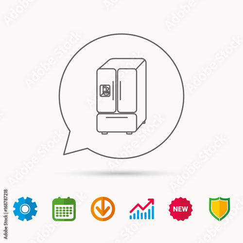American fridge icon. Refrigerator with ice sign.