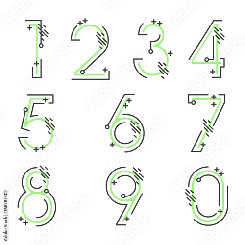 (Element) set of ten numbers form zero to nine, number flat design