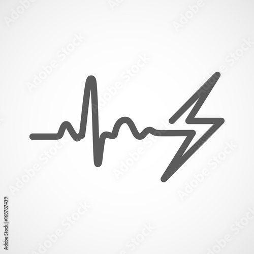 Heartbeat sign with lightning. Vector illustration.