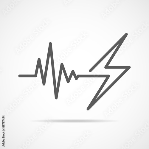 Heartbeat sign with lightning. Vector illustration.