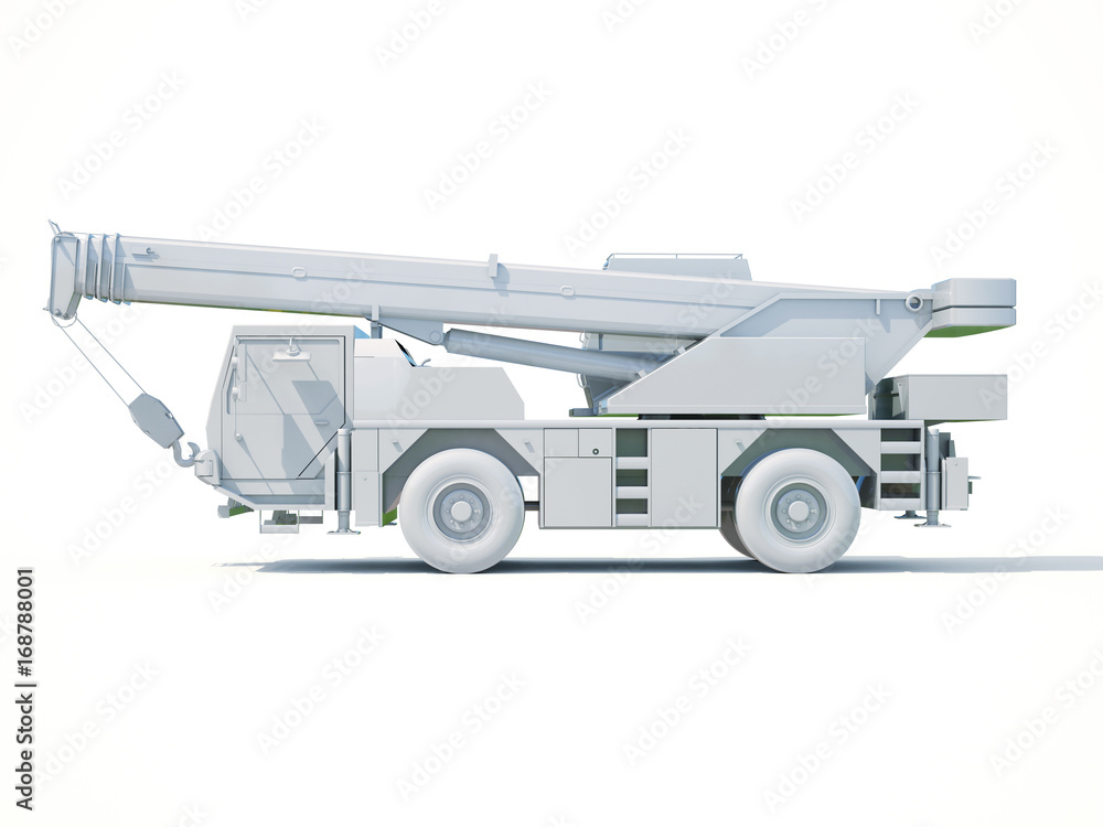 Truck Mounted Crane on White Truck Mounted Crane on White
