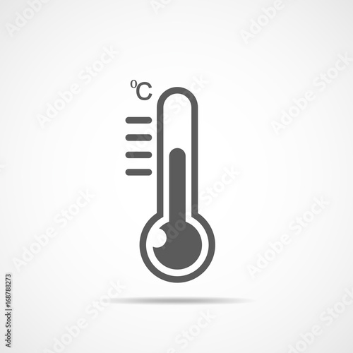 Gray thermometer icon. Vector illustration.