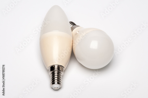 Two blown diode lamps isolated on white background