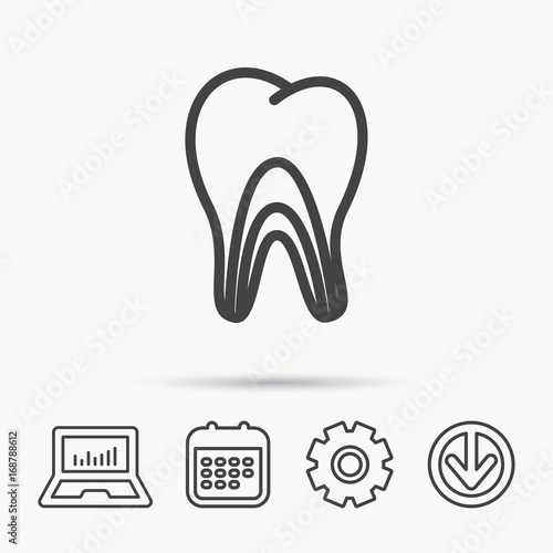 Dentinal tubules icon. Tooth medicine sign.