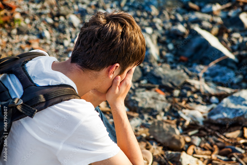Sad Young Man outdoor
