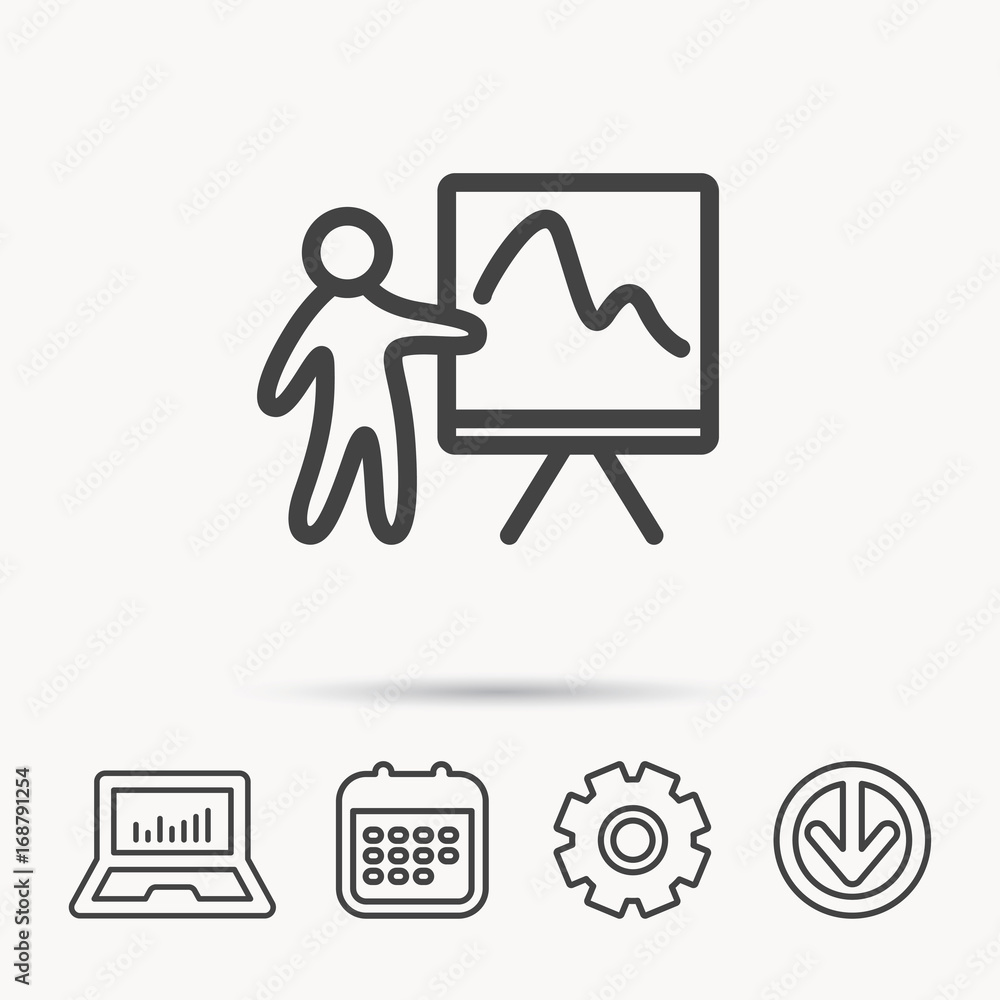 Presentation icon. Statistics chart sign. Presentation icon. Statistics chart sign.