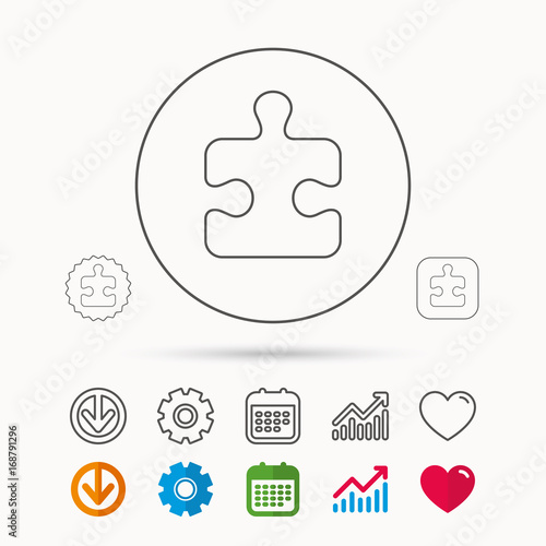 Puzzle icon. Jigsaw logical game sign.