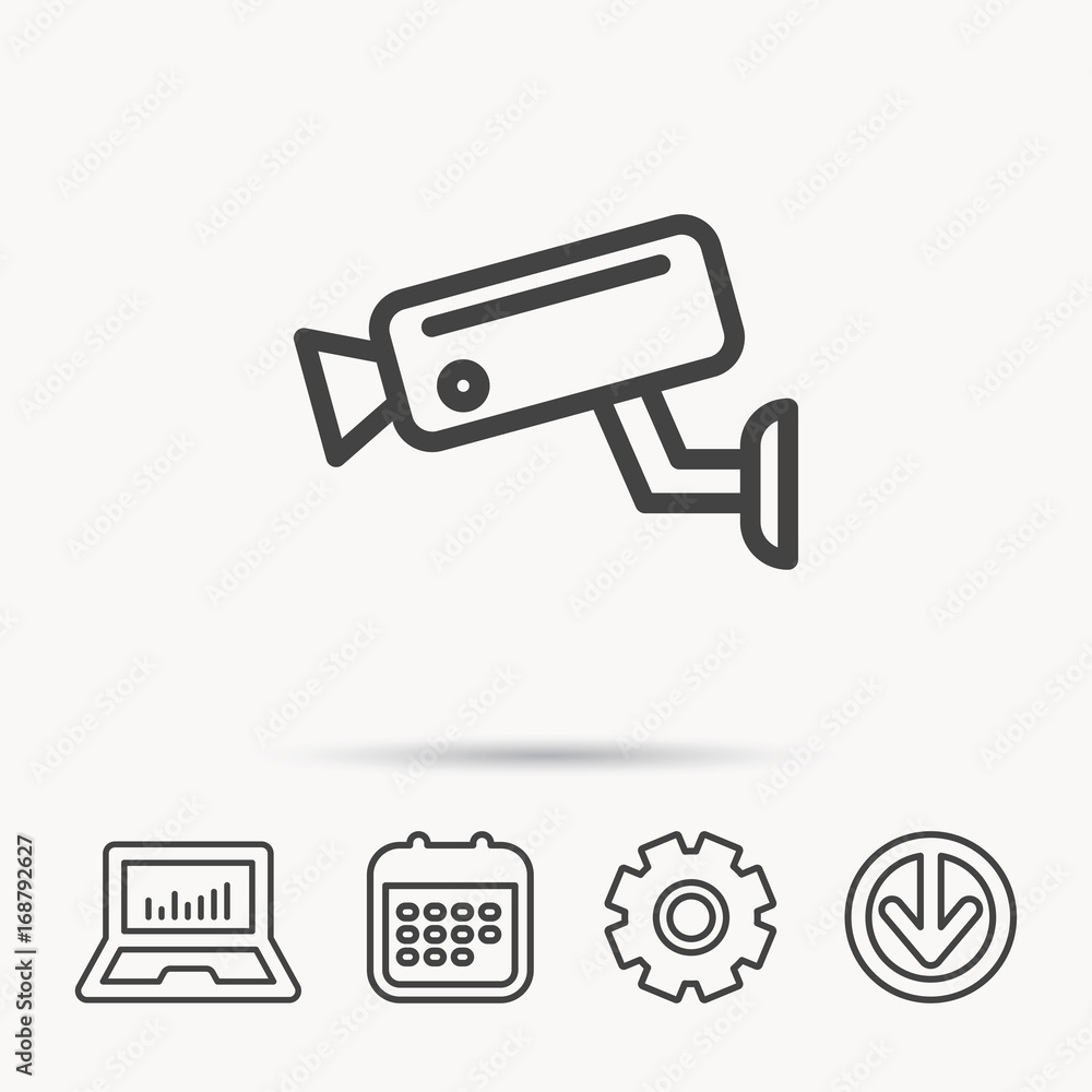 Video monitoring icon. Camera cctv sign. Video monitoring icon. Camera cctv sign.