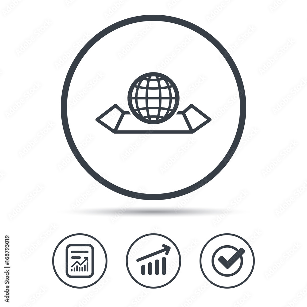World map icon. Globe sign. World map icon. Globe sign.