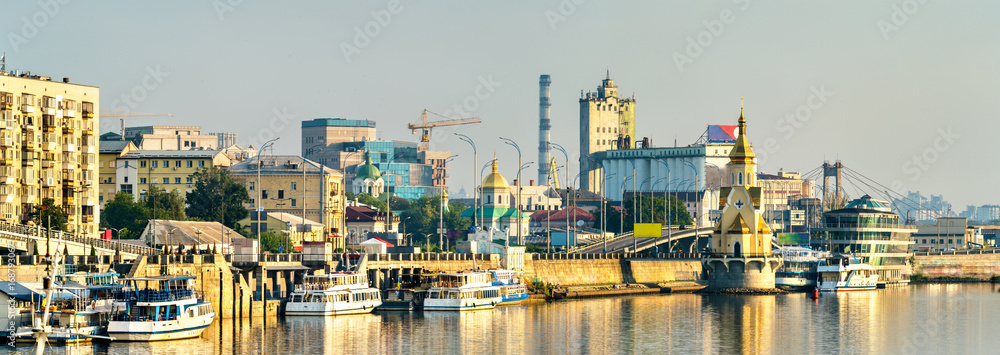 Skyline of Kiev at the Dnieper river in Ukraine
