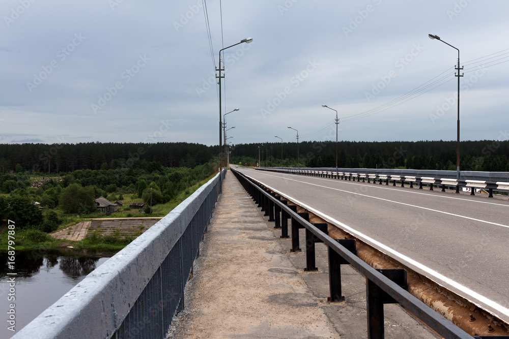 An automobile bridge across the Sukhona River. Totma. Russia