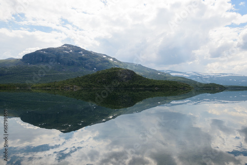 Valdresflye lake with reflections