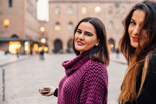 Two Young Women in Central Bologna photo